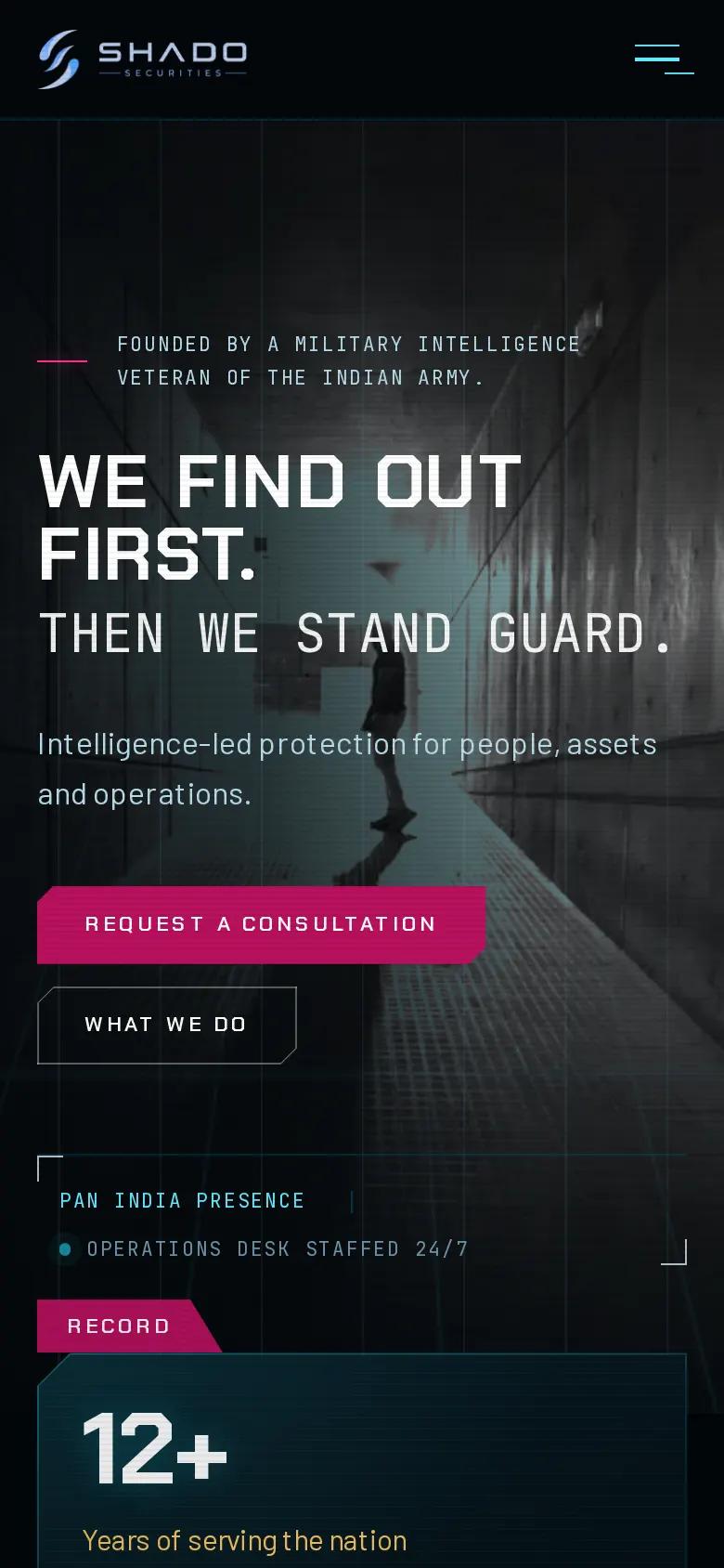 SHADO Securities homepage on a phone
