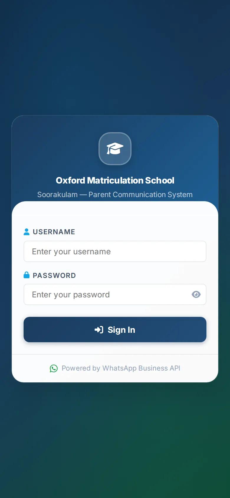 Sign-in screen on a phone