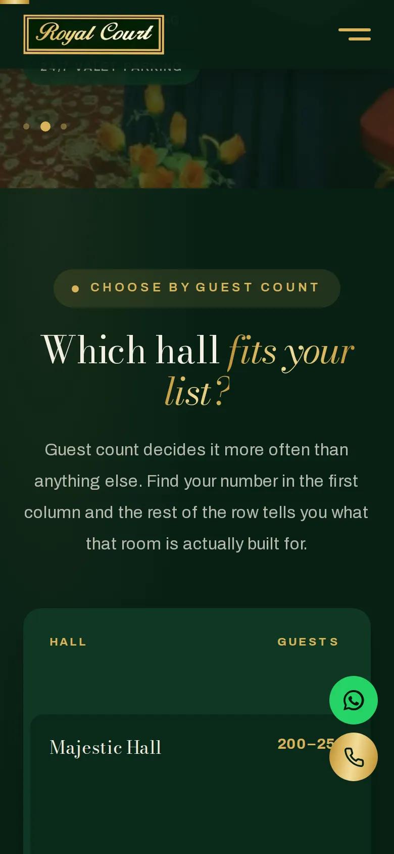 Hall comparison table on a phone