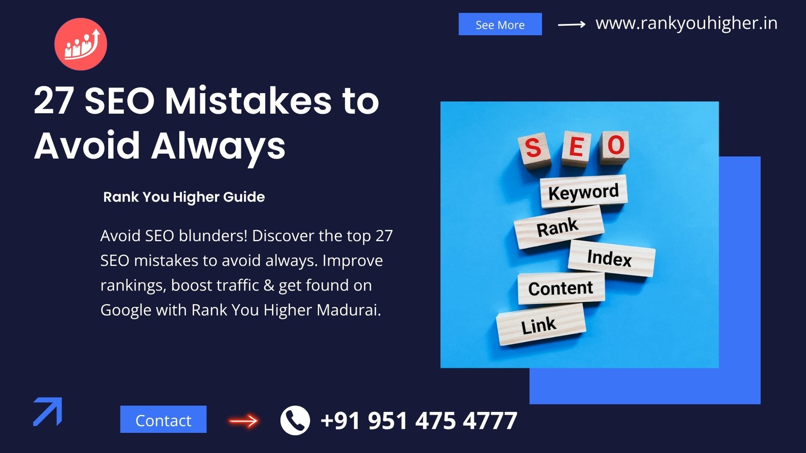 Avoid these 27 common SEO mistakes and rank higher with expert help from Rank You Higher Madurai