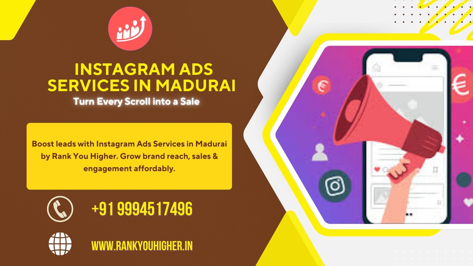 Rank You Higher offers expert Instagram Ads Services in Madurai to help businesses turn every scroll into a sale with creative and data-driven ad campaigns.