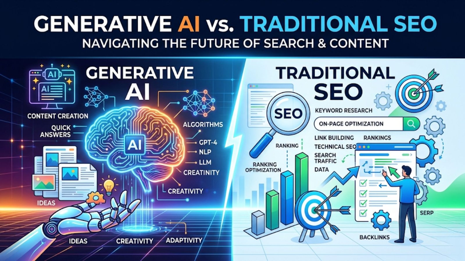 Generative AI vs traditional SEO explained to help businesses adapt, rank smarter, and grow faster with Rank You Higher.